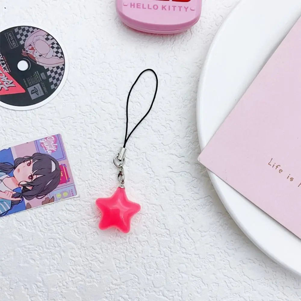 Star Star Phone Strap Keychain Pendant Phone Hanging Rope Universal Candy Color Mobile Phone Chain Telephone Jewelry Oasis Select rose red-short