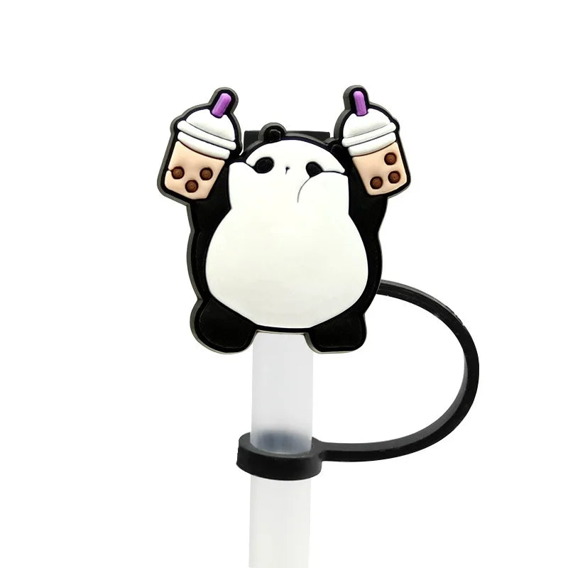 8mm/0.32in Straw Cover Cap Silicone Cute Animals Milk Tea Straw Protector Cover Straw Tip Topper for Stanley 30&40oz Tumbler Oasis Select Style 9