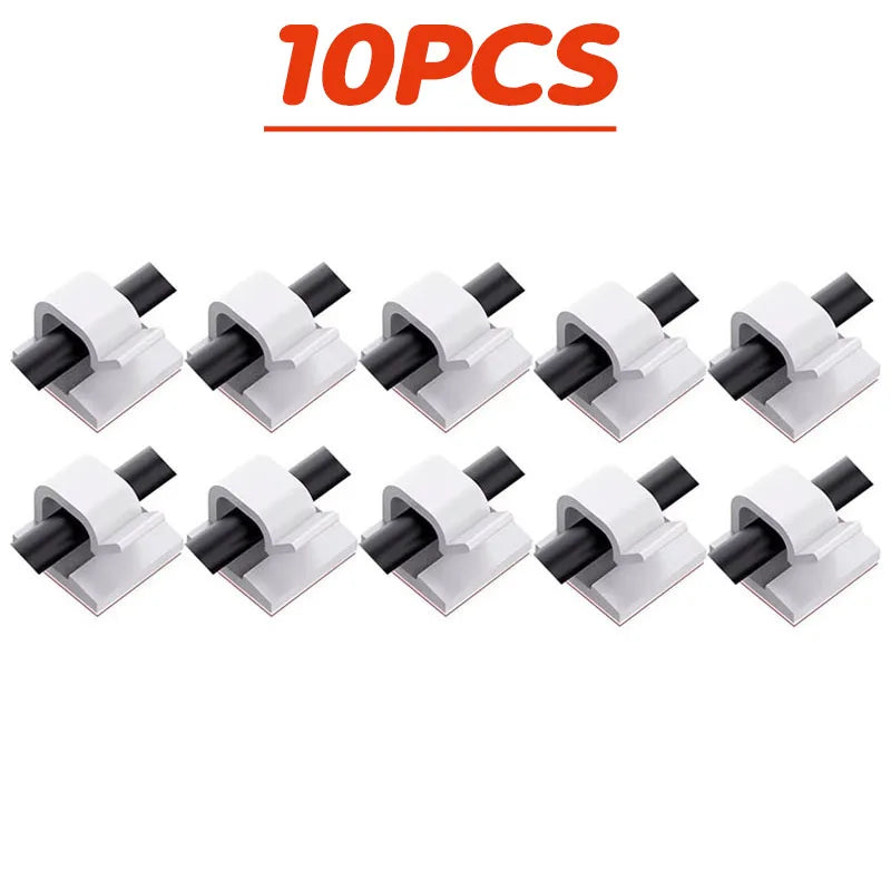 10/20/40pcs Cable Organizer Clips Cable Management Wire Manager Cord Holder Charging Data Line Bobbin Winder Wall Mounted Hook Oasis Select 10pcs-White