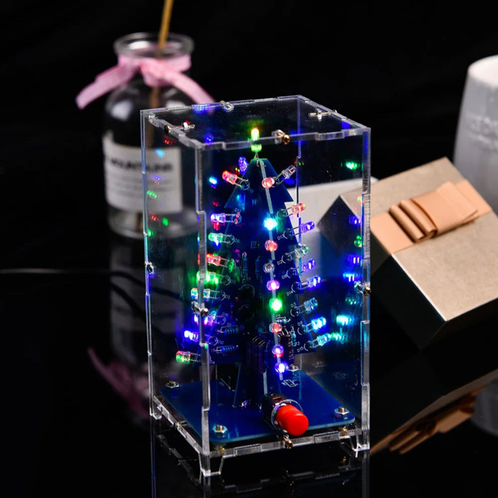 Three-Dimensional 3D Christmas Tree LED DIY Kit Colorful LED Flash Circuit Kit Electronic Fun Suite Oasis Select