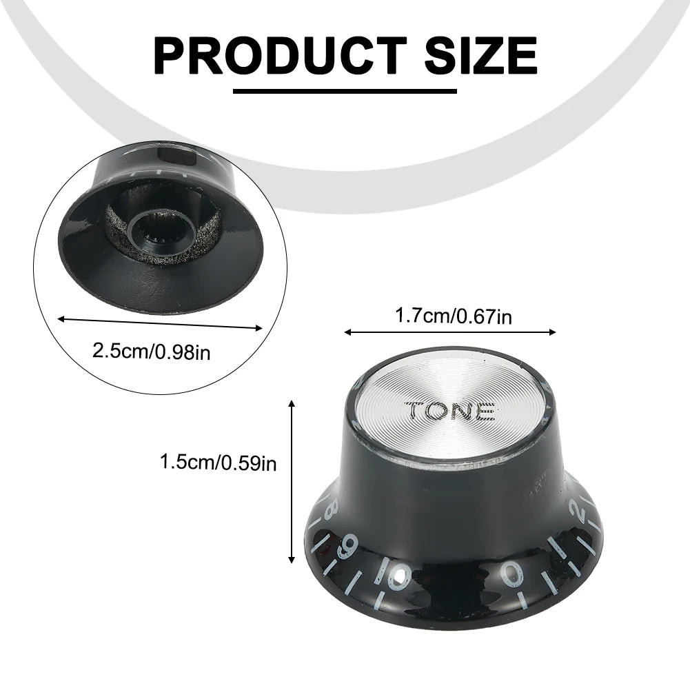 4pcs Aluminum Guitar Tone And Volume Speed Control Knobs Silver Silver Top Hat Bell For GB LP SG Electric Guitar Accessories Oasis Select