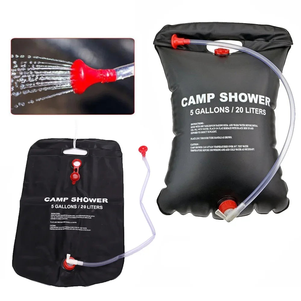 20L Portable Camping Shower Bag Outdoor Travel Hiking BBQ Cycling Beach Swimming Solar Heated Bathing Water Bag Oasis Select 1 Piece