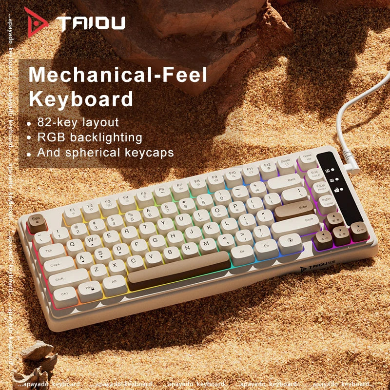 TAIDU KB01 82 Key 75% Mechanical-feel Keyboard RGB Backlight Spherical Keycaps Ergonomic Design Type-C Wired Detachable Cable Oasis Select