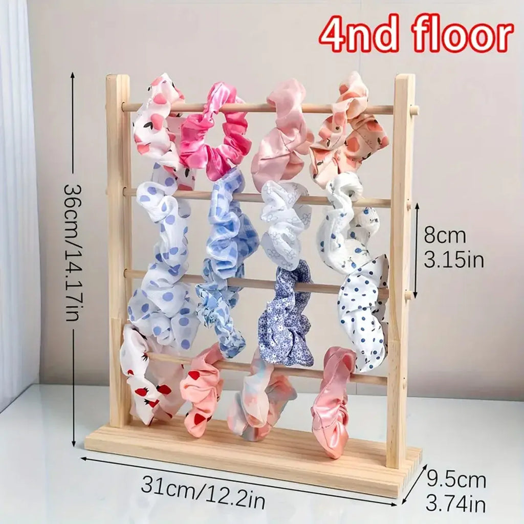 1pc Jewelry storage rack, suitable for hair rings, hair ropes, elegant wooden display racks for dressing tables, jewelry towers Oasis Select 4 Layer