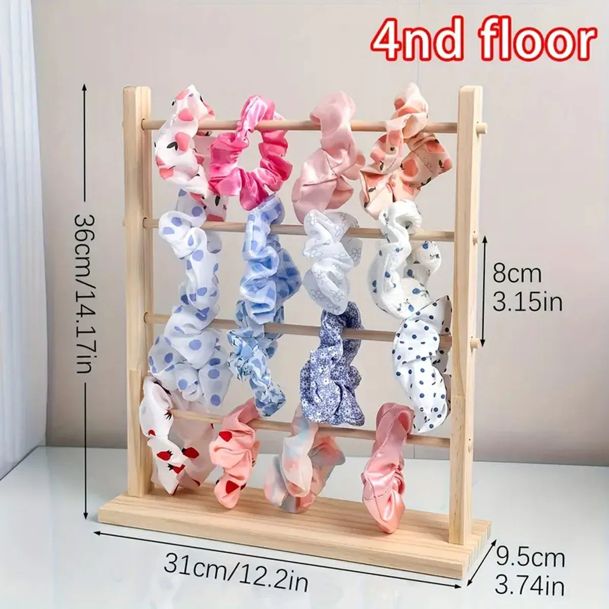 1pc Jewelry storage rack, suitable for hair rings, hair ropes, elegant wooden display racks for dressing tables, jewelry towers Oasis Select 4 Layer