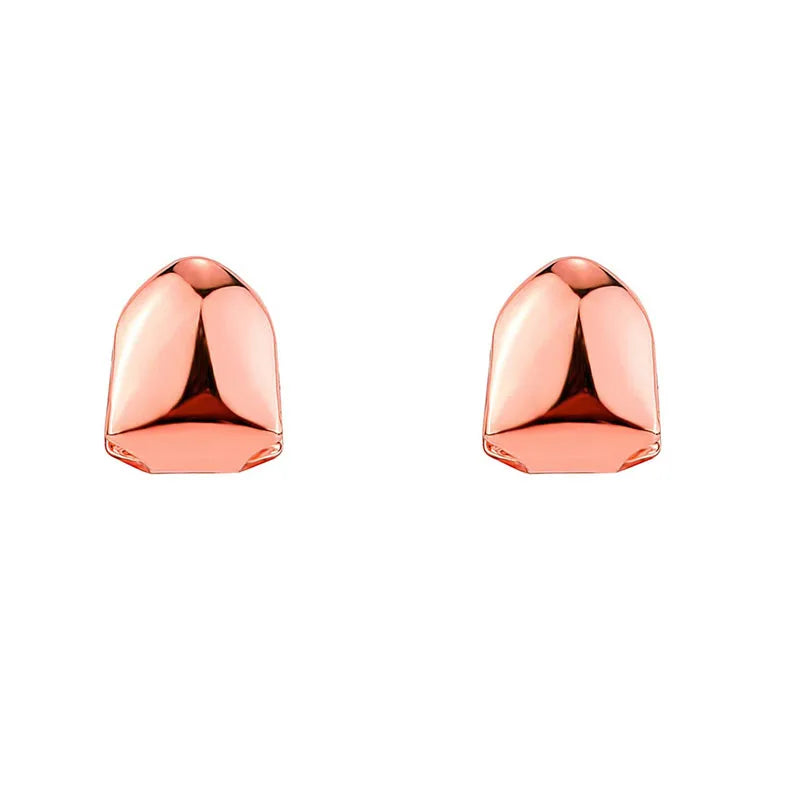 1/2/3/4pcs Fashion Gold Color Small Single Tooth Cap Grills Hip Hop Style Teeth Grill Golden Dental Braces Teeth Makeup Tools Oasis Select 2pcs Rose Gold