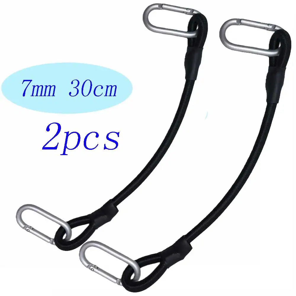2pc Heavy Duty Bungee Shock Cord Tie Down Straps with Snap Hooks for Camping Tents Kayaks Boat Trailer Fishing Gear Organization Oasis Select 2pcs 7mm 30cm