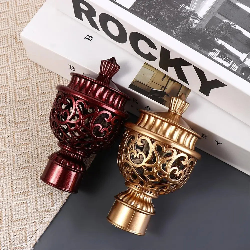 2pcs Durable Hollow Out Decorative Curtain Rod Cap Curtain Rod Head Drapery Rail Ends Curtain Accessories Oasis Select