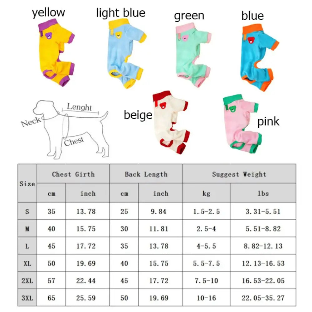 Bear Pattern Plush Dog Jumpsuit | Warm 4-Leg Pet Pajamas Dog Jumpsuit Oasis Select