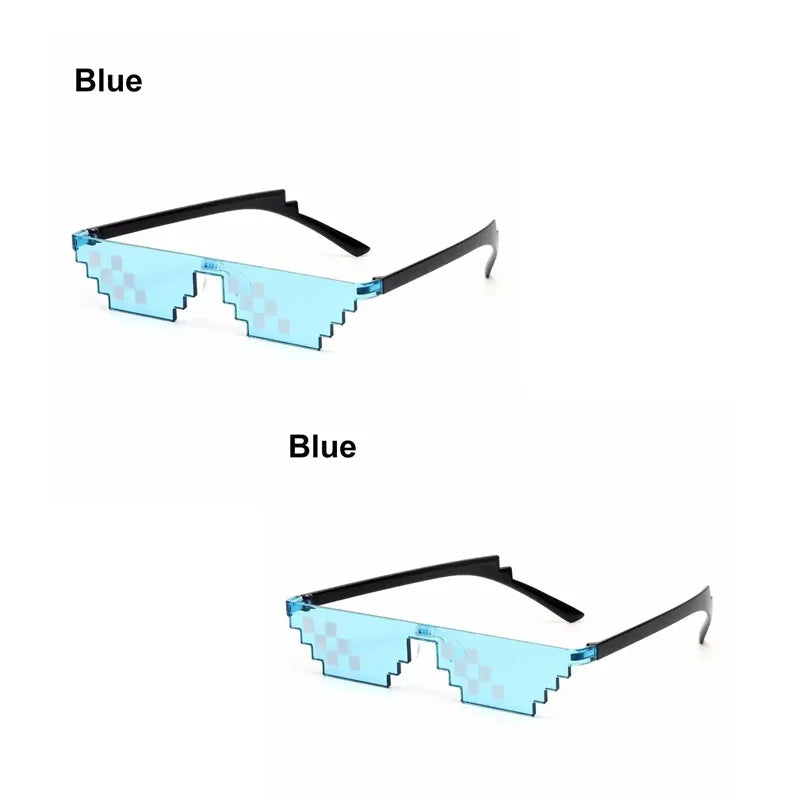 1/2/3pcs Mosaic Funny Party Glasses Festival Party Photo Props Anime Pixel Glasses Pixelated-Meme Decor Favor Funny Creative Oasis Select 2pcs Blue