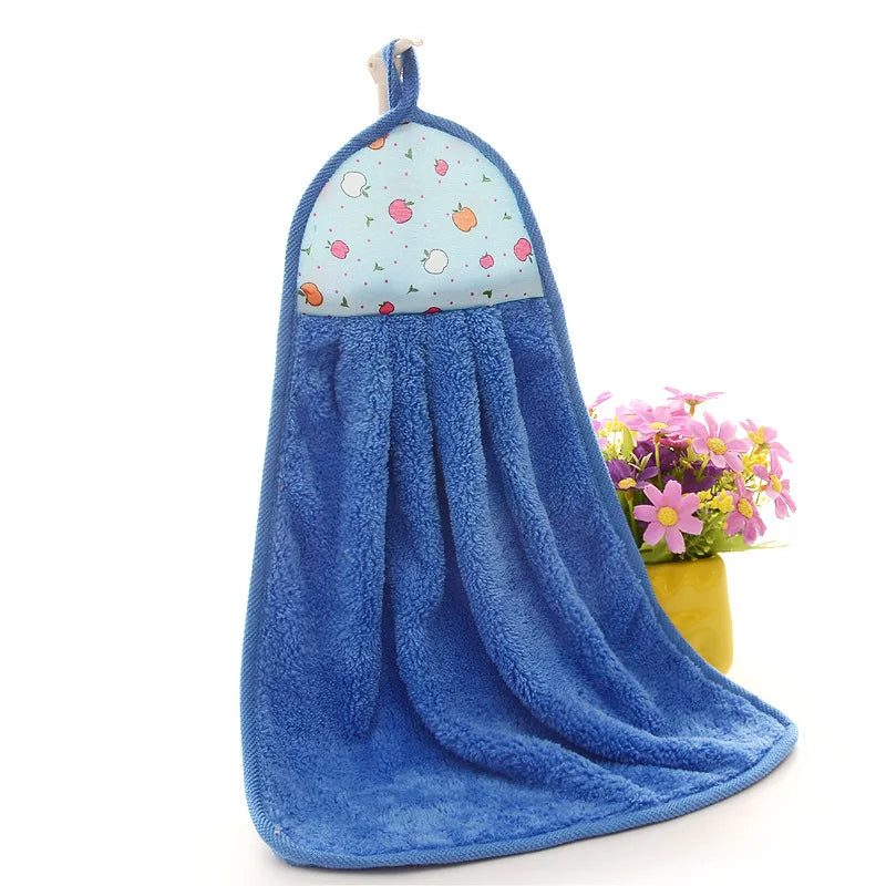 4pcs Wipe Hands Towels，Household necessities，Kitchen, bathroom，Quick Dry Wall-Mounted Soft Plush Loops Cleaning Cloths，Lovely Oasis Select Blue