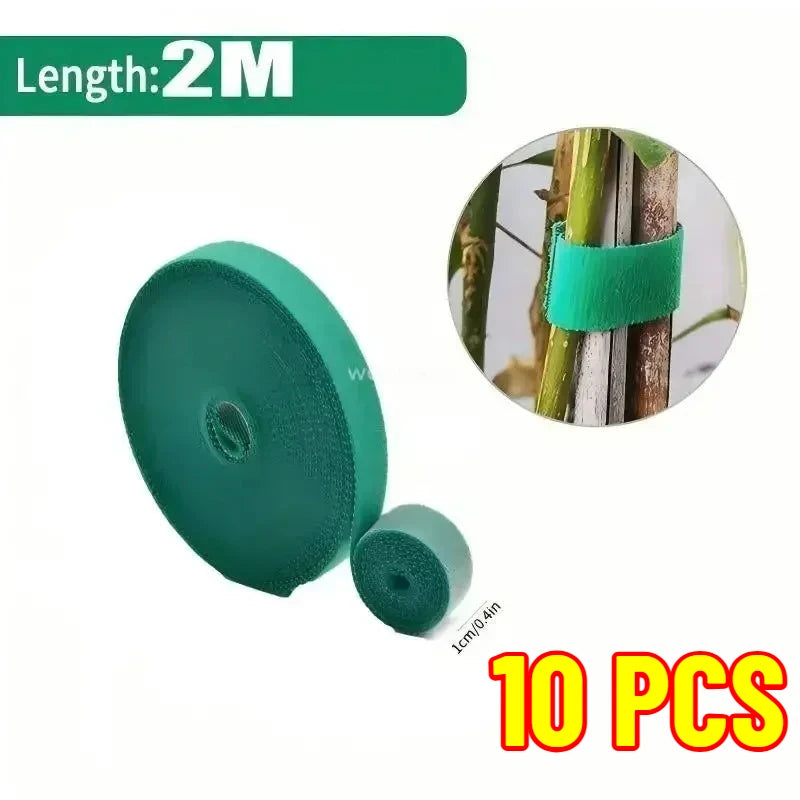 Self Adhesive Nylon Plant Ties Garden Twine Plant Bandage Hook Loop Vine Wrap Support Tape Garden Fastening Strips Cable Tie Oasis Select 10roll-2M
