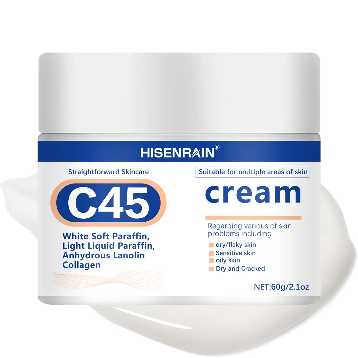 HISENRAIN Squalane & Hyaluronic Acid Face Cream | 72Hr Hydration Face Moisturizer Cream Oasis Select 60g