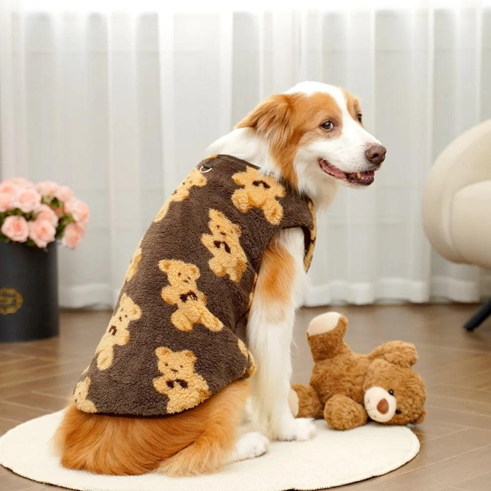 Winter Fleece Dog Vest Sweater – Bear Pattern Sizes 3XL–9XL