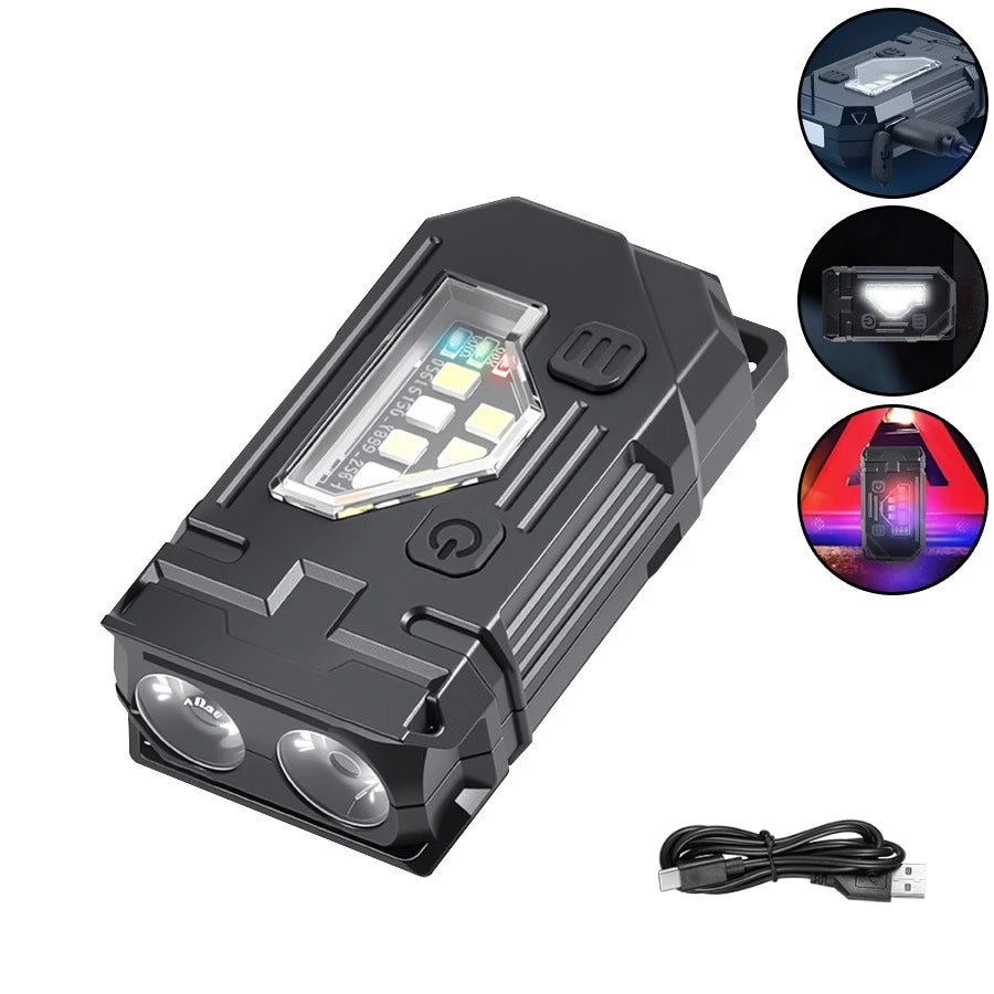 Mini LED Keychain Flashlight USB Rechargeable Magnetic COB Torch