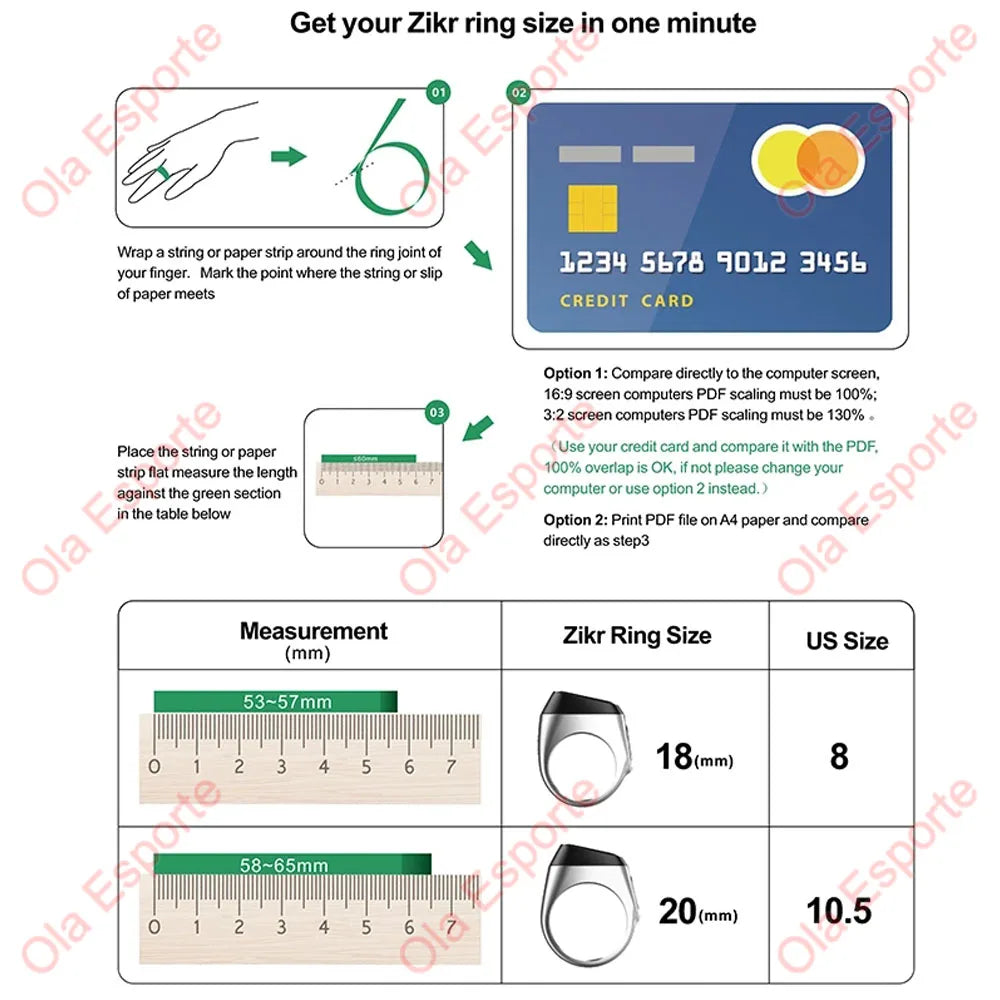 Smart Zikr Tasbih Ring – Qibla, Prayer Timer & Digital Counter