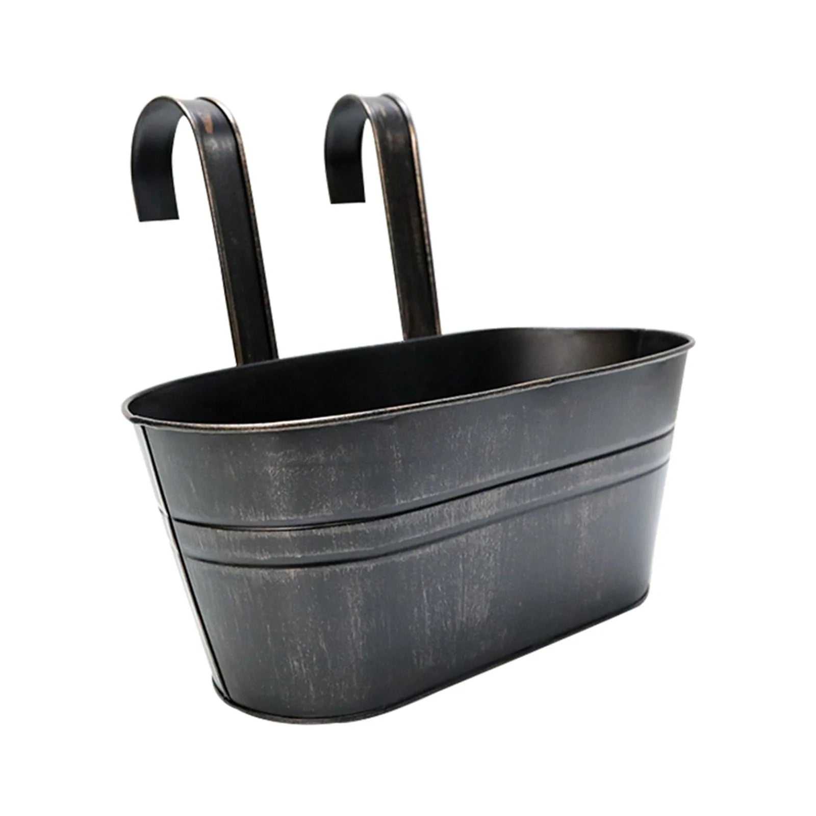 Metal Iron Hanging Flower Pots Balcony Planter with Detachable Hook, Durable Herb Pots Perfect for Fence Home Decor Oasis Select G One Size