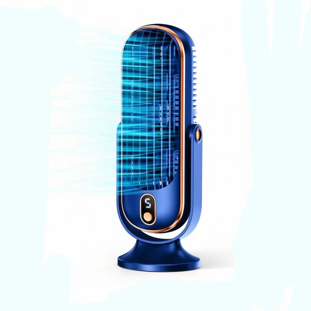 Portable USB Desk Fan Dual Motor 5-Speed LED Large Battery 360° Cooling Quiet for Office Home Travel Camping RV Oasis Select Blue