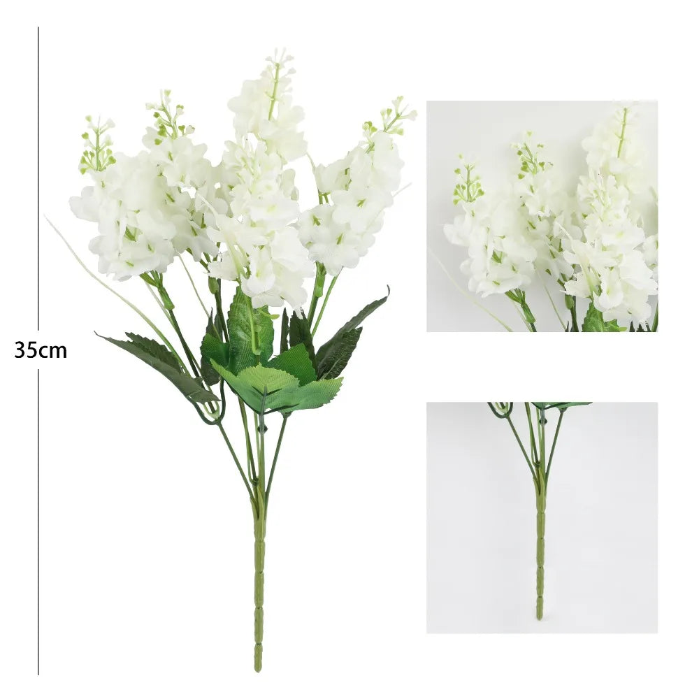 Fashion 35cm Artificial Flower Hyacinth Simulation Flower Arrangement Wisteria Bouquet Home Decoration Oasis Select White