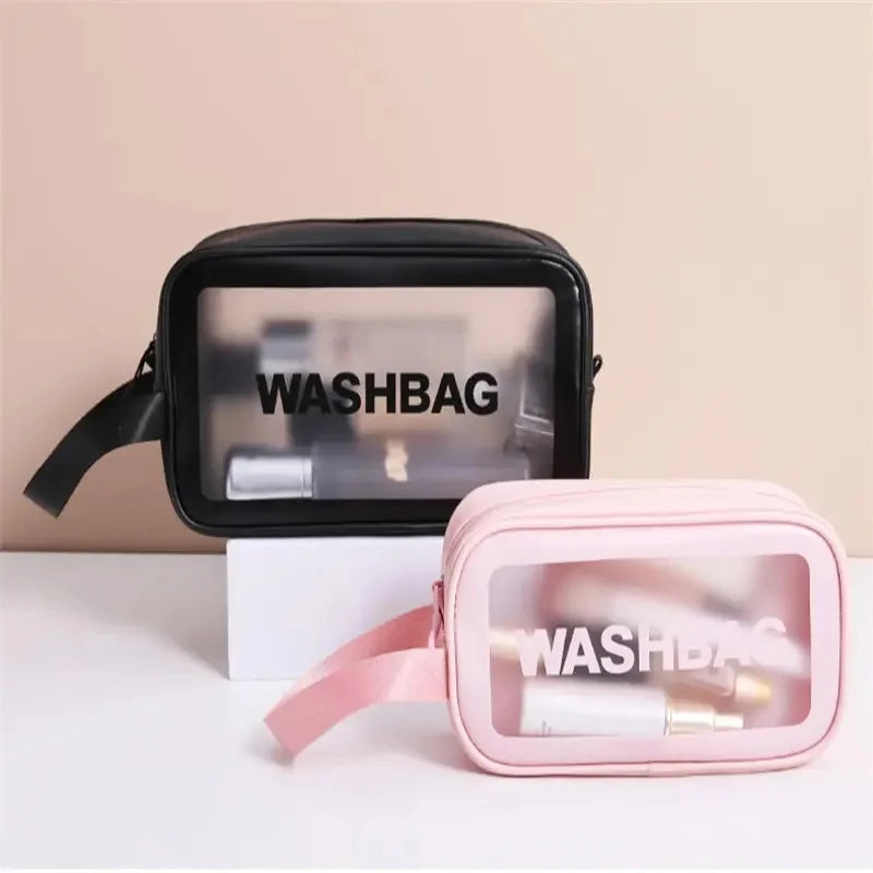Portable Cosmetic Waterproof Bag Large Capacity Dust Proof Make Up Storage Handbags PVC Fashion Transparent Travel Bags Oasis Select