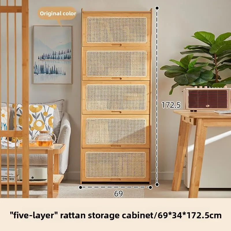 Bookshelf storage rack floor-to-ceiling living room bookcase household rattan storage cabinet bedroom acrylic display cabinet Oasis Select 5th layer B