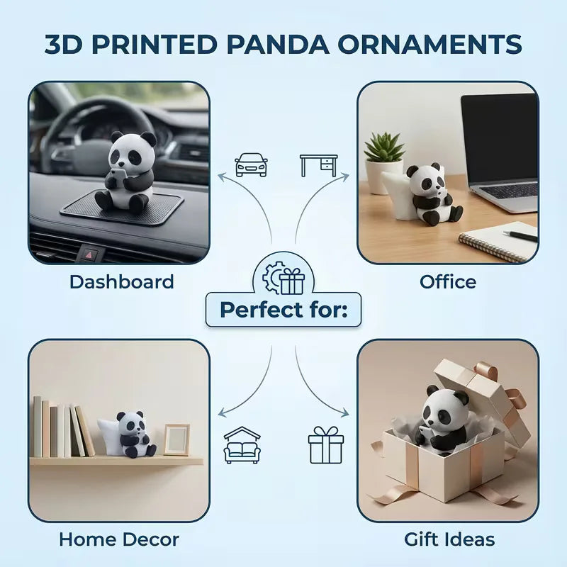 Desktop Office Decoration Panda Sculpture Ornament Creative Animal Model Car Decor Collectible Figurines Car Dashboard Ornament Oasis Select