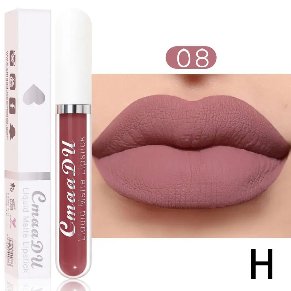 18 Color Waterproof Liquid Matte Lipstick Long Lasting Sexy Red Moisturizing Lip Gloss Velvet Non-Stick Lip Tint Makeup Cosmetic Oasis Select 08