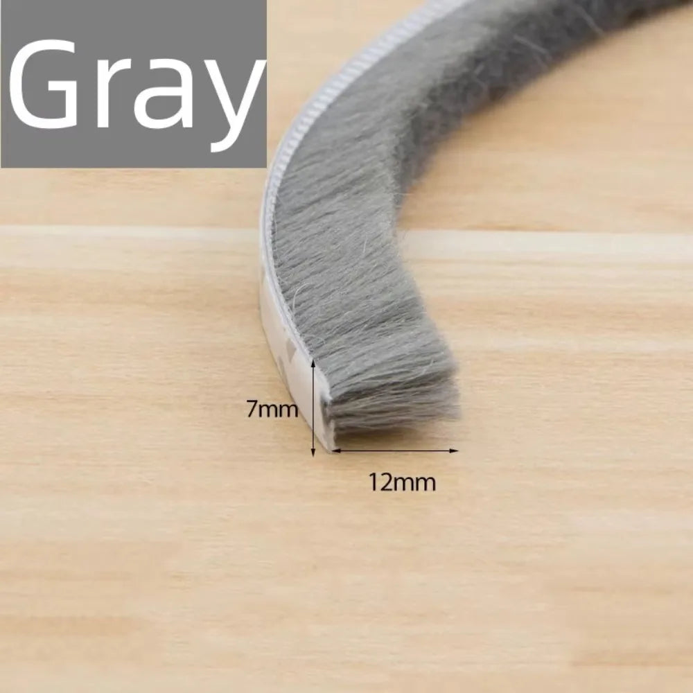 New 10Meters Sealing Strip Self-adhesive White Grey Wind-proof Brush Strip Sound Insulation Dust Strip Soundproof Dustproof Oasis Select Gray 7x12mm