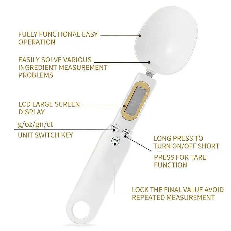 LCD Digital Measurement Adjustable Weighing Spoon Kitchen Scale Electronic Measuring Spoon Coffee Powder Scale Baking Scale Oasis Select