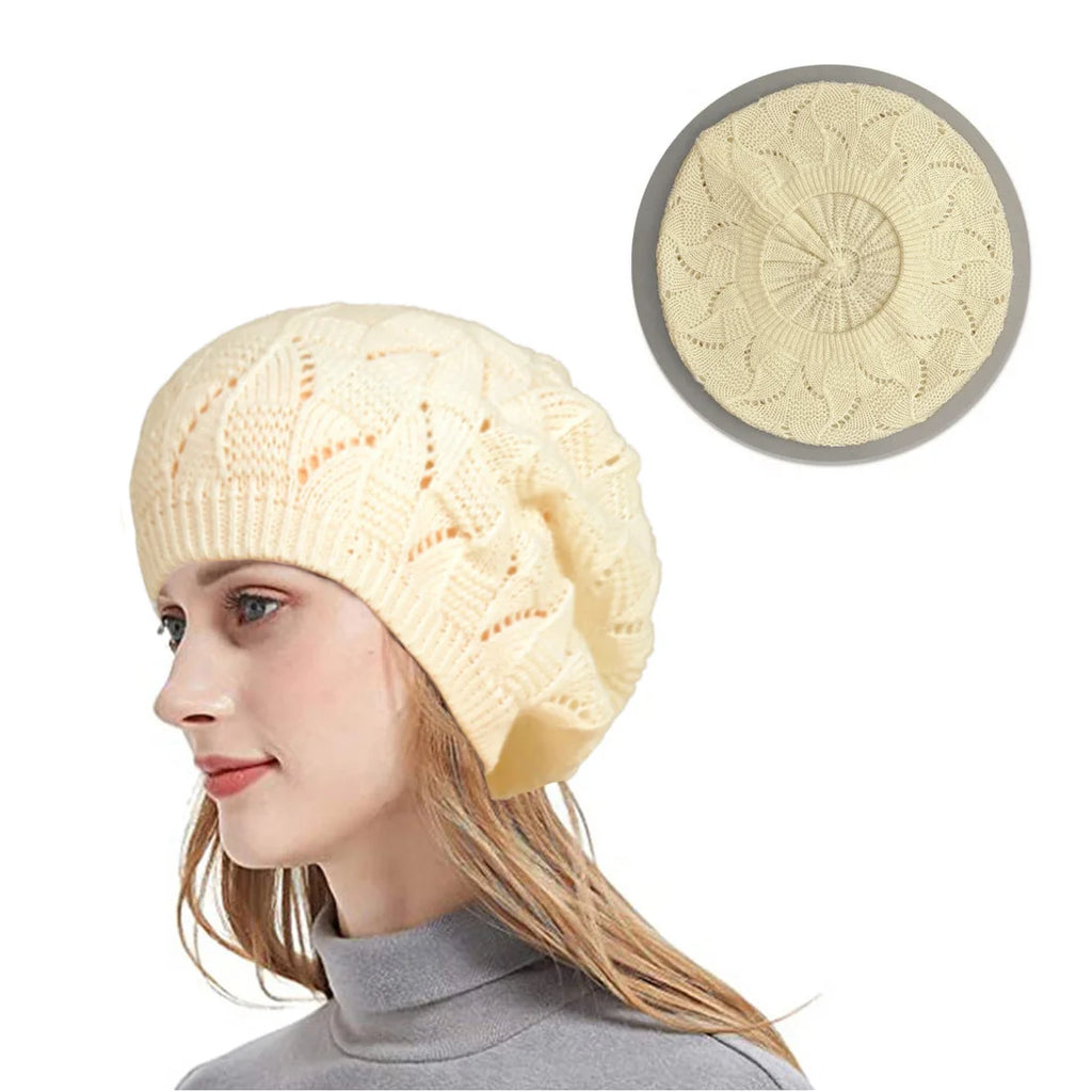 Mesh breathable beret, lightweight and soft artist hat, fresh and artistic bud hat Oasis Select beige