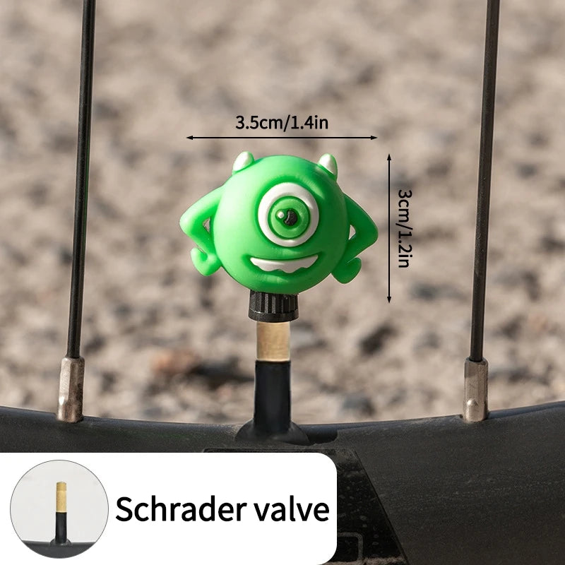 Tire Valve Cap Cartoon Universal Wheel Dust Cover Cute Air Stem Caps For MTB Mountain Bike Motorbike Accessories 1 Pcs Oasis Select A Schrader valve1PC