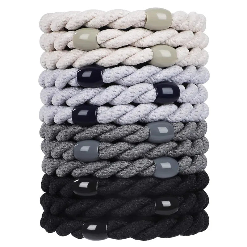 12pcs No Damage Elastic Bracelets Cute Hair Tie Bands Cotton Bands Soft Woven Ponytail Holders for Girls and Women Accessories Oasis Select