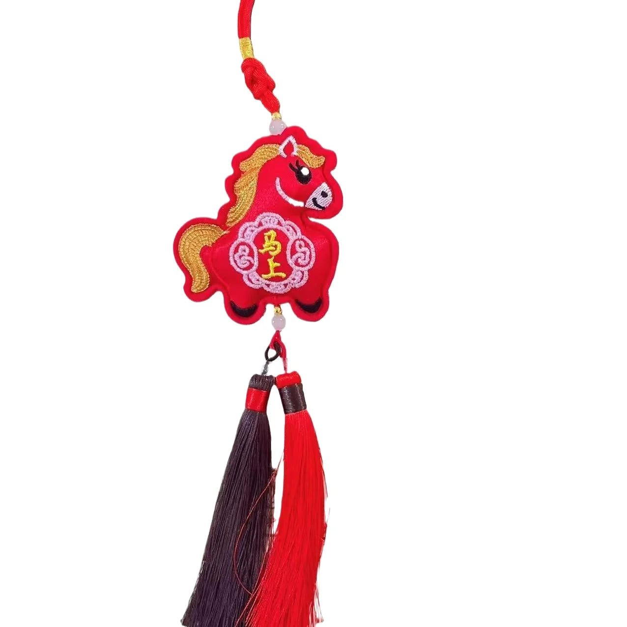Elegant Chinese Zodiac Horse Pendant: Lucky Tassel Car Decoration, Ideal Gift and Home Ornament for Spring Festival Oasis Select