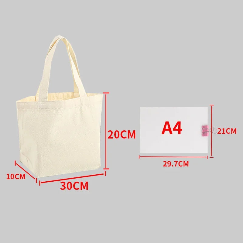 Reusable Foldable Shoulder Handbag Eco-Friendly Women Ladies Large Cotton Fabric Canvas Tote Bag For Market Shopping Bags Blank Oasis Select Beige-30x20x10cm