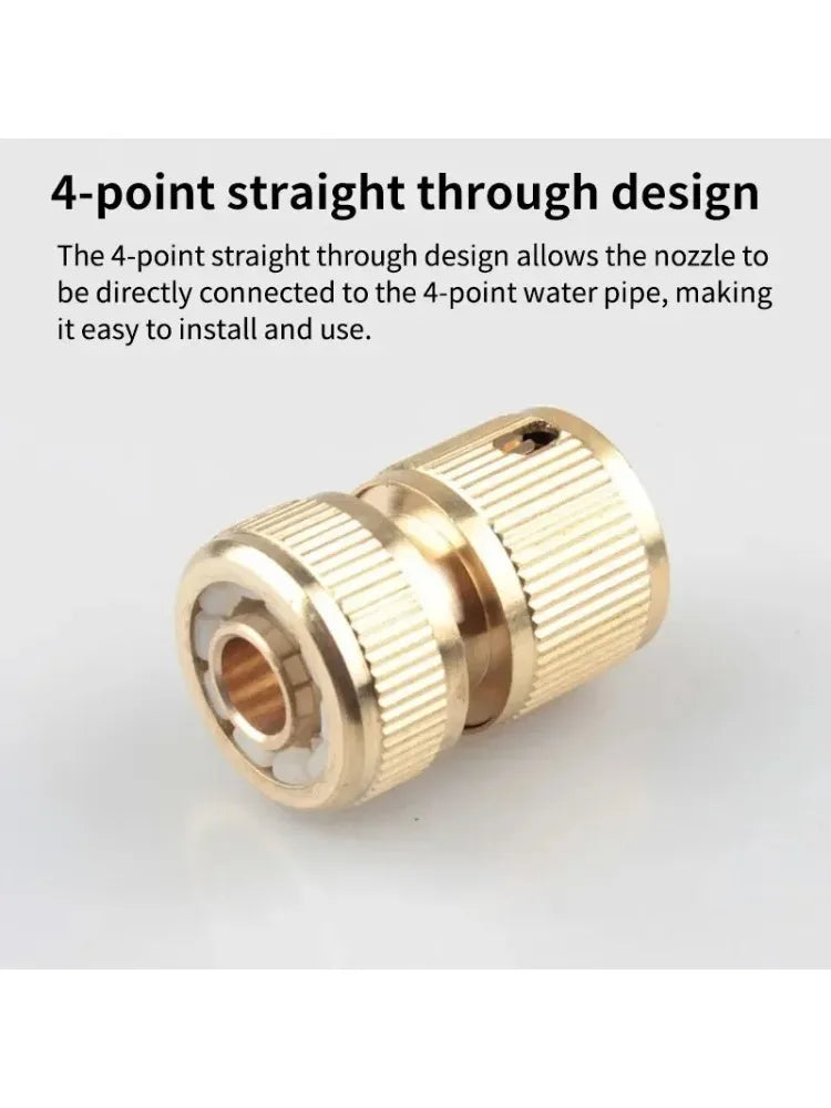 4-point Water Pipe Quick Connector Copper High Pressure Coupling for Water Gun Adapter Joints Garden Irrigation Accessories Oasis Select 10pcs