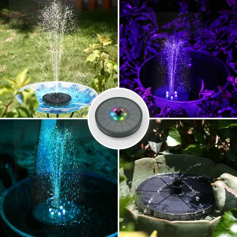 3W Solar Water Fountain with Colorfuls Light and 7 Different Nozzles, Ideal Outdoor Water Feature Decoration for Garden Pond Etc Oasis Select