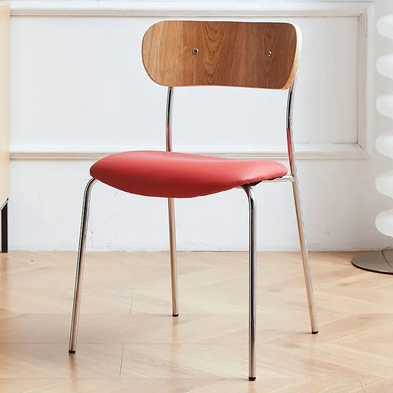 Light luxury back chair Nordic dining chair custom soft bag seat cushion wrought iron dining table chair wholesale negotiation Oasis Select Red-B