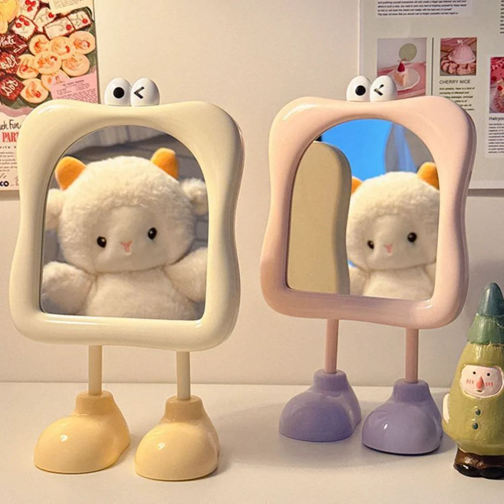 Cartoon Big Foot Tabletop Makeup Mirror Cute Long Legs Standing Vanity Mirror Aesthetic Dormitory Desktop Dressing Glass Mirror Oasis Select