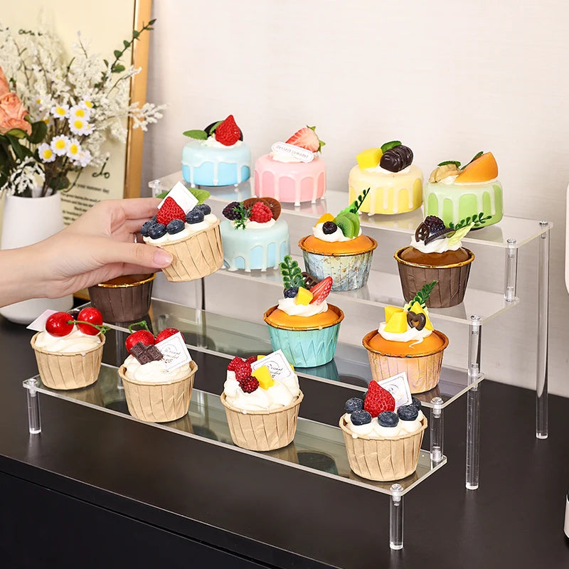 1pc Multifunctional Acrylic Transparent Stepped Cake Stand Paper Cup Cake Dessert Display Stand Suitable for Parties Oasis Select