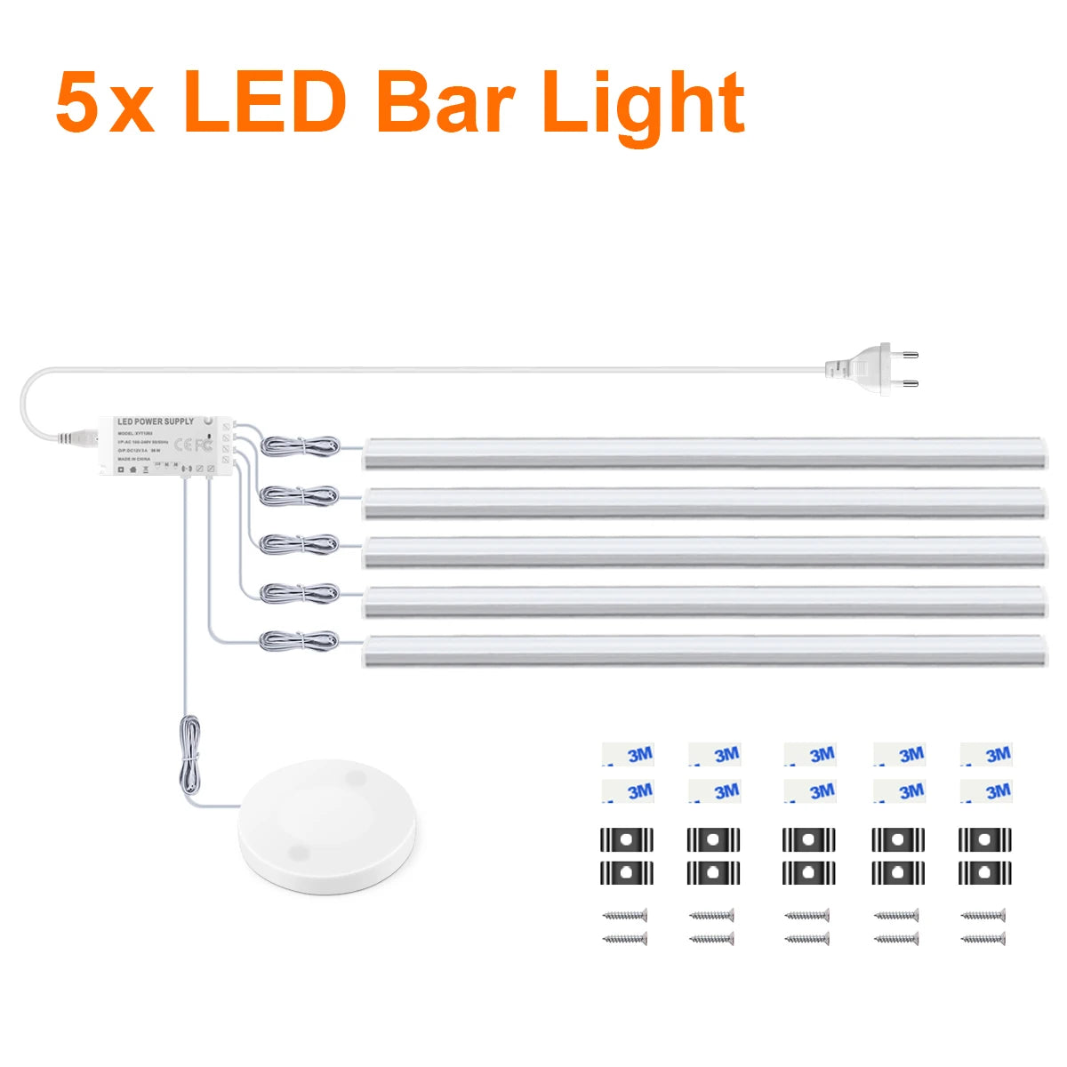 1-6pcs Kitchen LED Under Cabinet Light 12V Penetrable Touch Switch Wood Hand Scan Motion Sensor Dimmable LED Bar Night Lamp EU Oasis Select 5PCS With EU Plug White 30CM