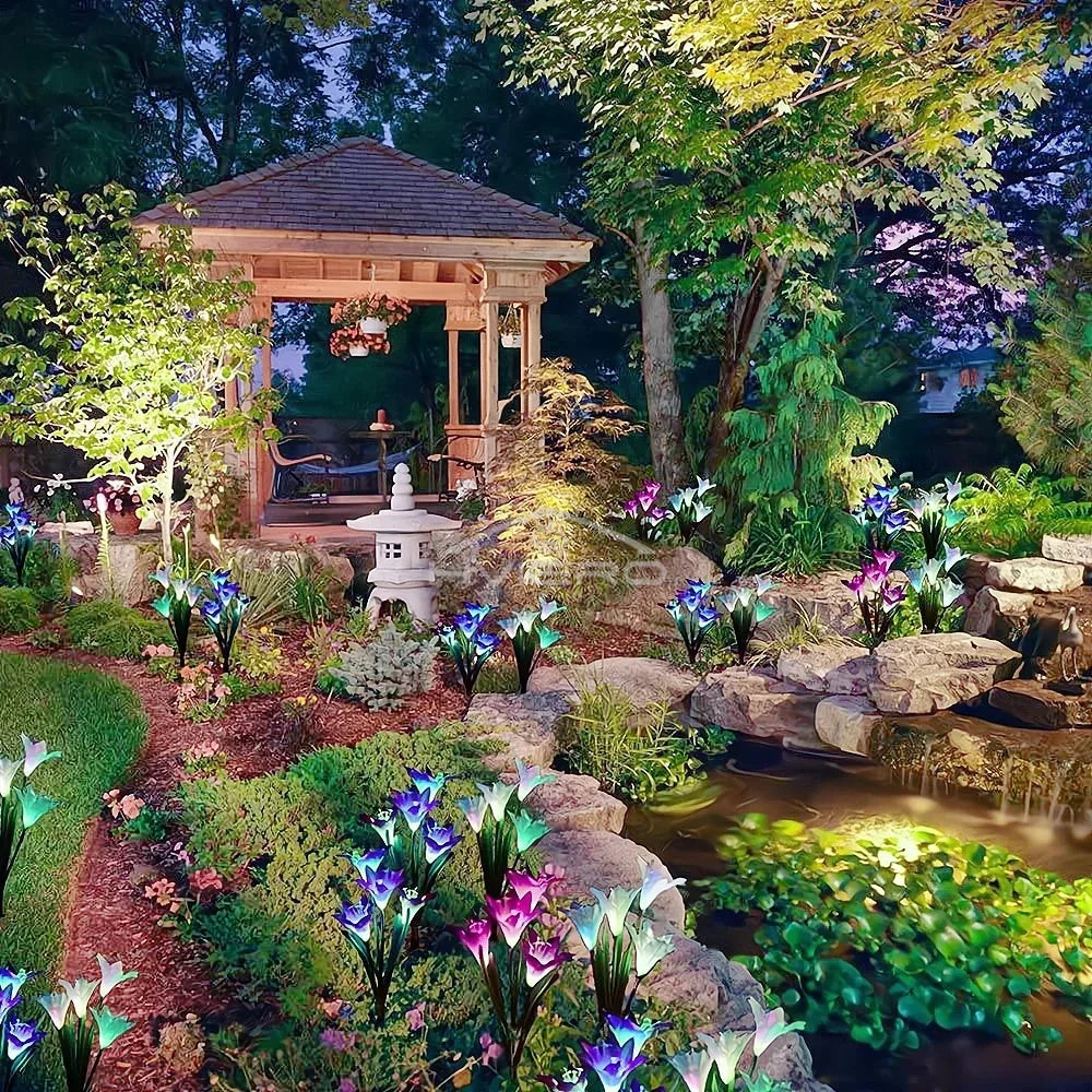 Solar LED Lily Flower Garden Light | IP65 Waterproof Pathway Lamp