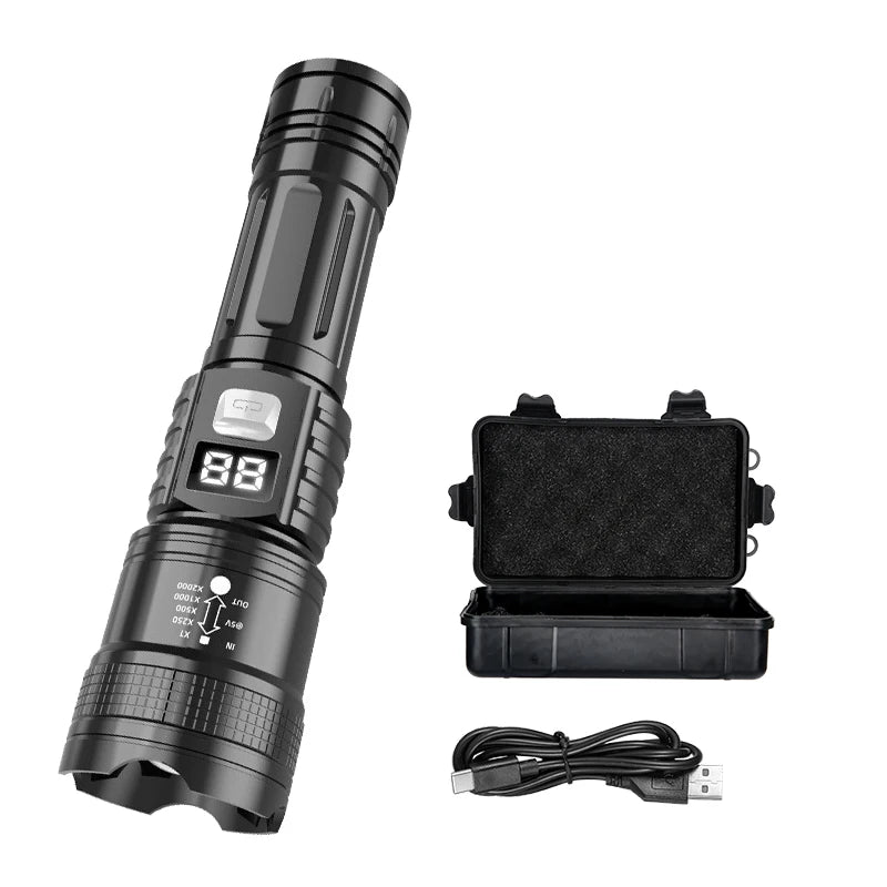 High Power LED Flashlight USB Rechargeable Zoomable Torch for Outdoor Camping Fishing Flashlight for Christmas Gift Set for Men Oasis Select 1PC with Box ZOOM
