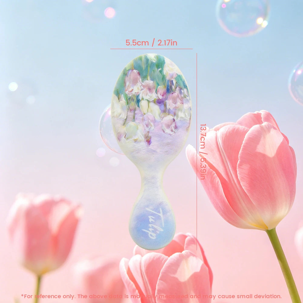 Mini Tulip Air Cushion Hairbrush – Anti-Static Detangling Travel Comb