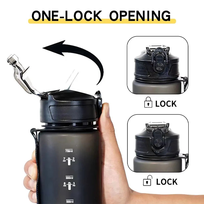 750ml Water Bottle with Carrying Strap Matte Frosted Surface Leak Proof Design Lightweight Portable for Outdoor Hiking Camping Oasis Select