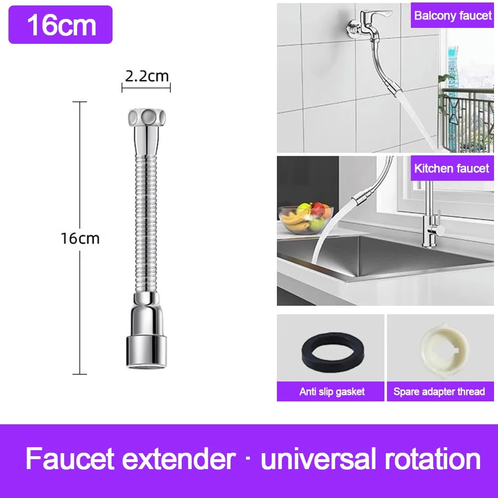 Flexible Faucet Extender Adapter Useful Rotatable Water Tap Hose Taps Lengthen Extender Bathroom Sink Kitchen Accessories Oasis Select 16cm