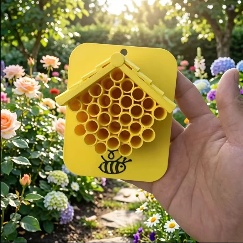 Garden Bee House, Solitary Bee Hotel, Outdoor Hanging Beehive, Attracts Pollinators, Yard Ecological Decoration Oasis Select