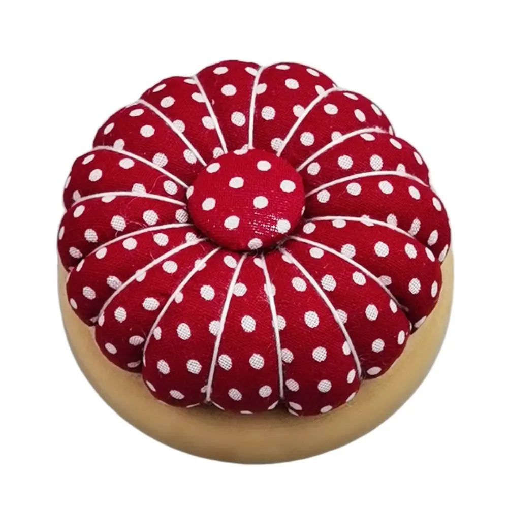 Pumpkin Pin Cushion – Wood Base Cotton Needle Holder