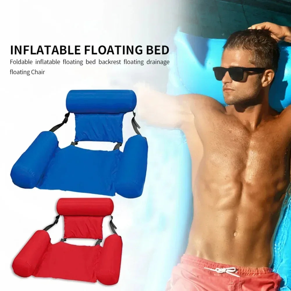 Inflatable Water Hammock Foldable Pool Float Lounger Mesh Air Mattress Recliner Bed for Adult Summer Swimming Beach Pool Party Oasis Select