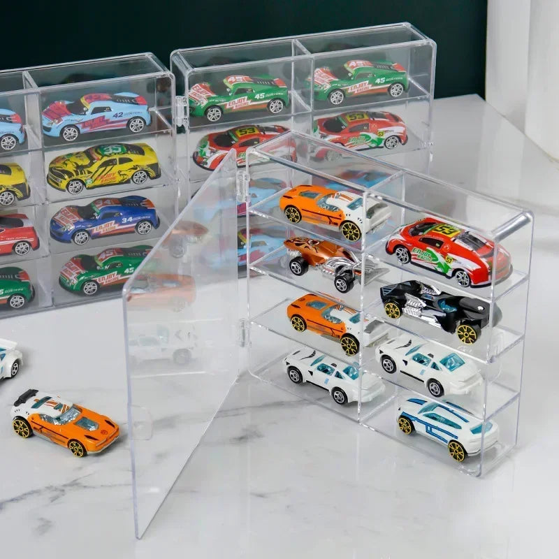 Acrylic Car Display Box 1:64 For Hot Wheels Car Model Toy 8 Grid Cabinet Rack Dustproof Stackable Car Storage Boxes Transparent Oasis Select