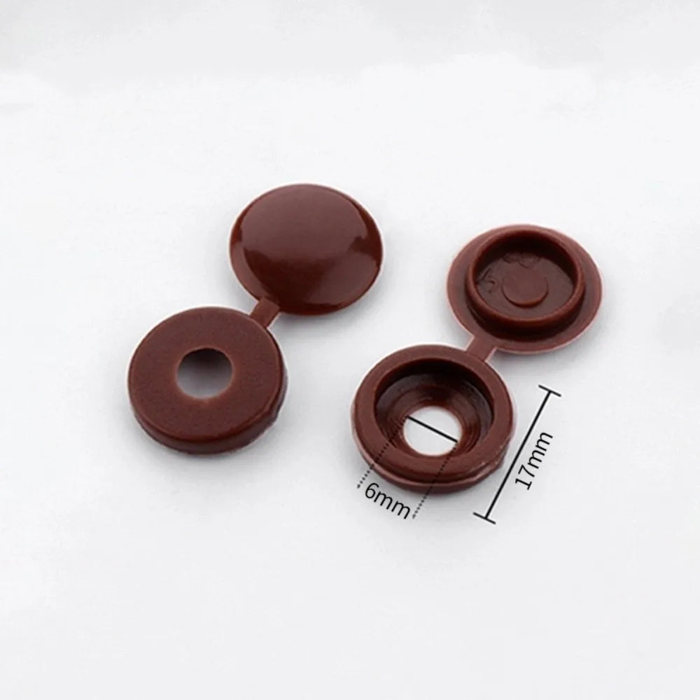 100PCS New Universal Fit Screw Protective Covers Snap Protective DIY Fold Snap Cap Fixing Caps Decorative Hardware Oasis Select Brown